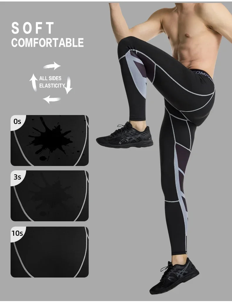 Conjunto de treino masculino, Fitness Sportswear, Leggings de compressão, roupas esportivas, ginásio moletom apertado, Rash Guard Lycra, treinamento