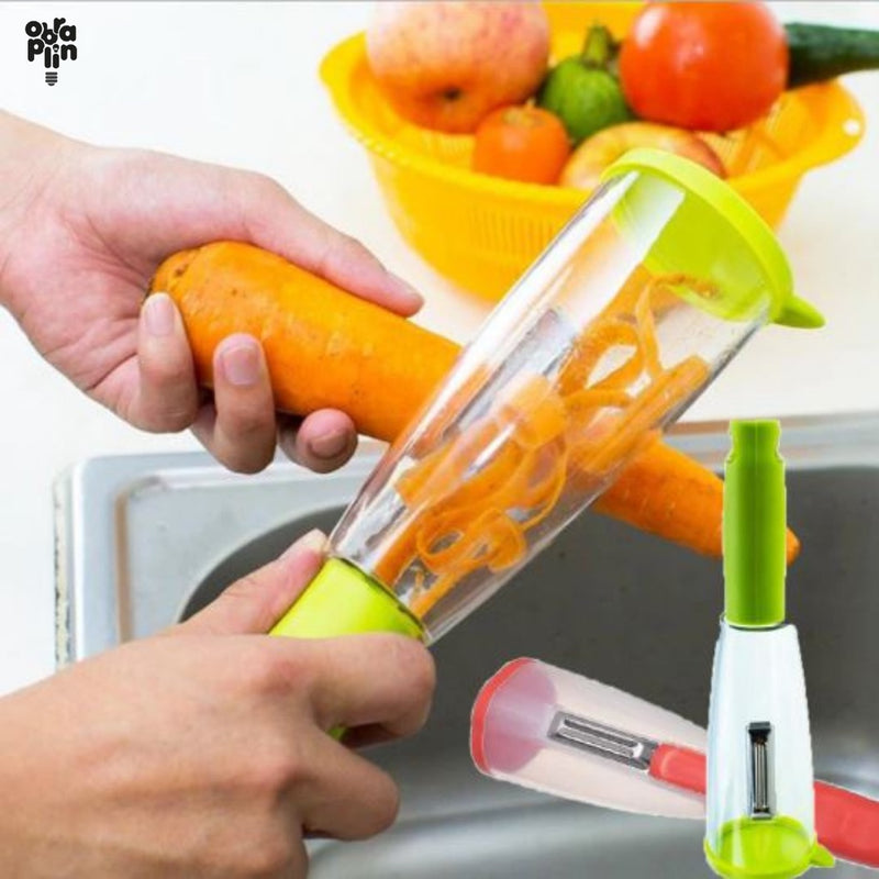 Descascador e Cortador de Legumes e Frutas com Reservatório Inox Cozinha Multiuso