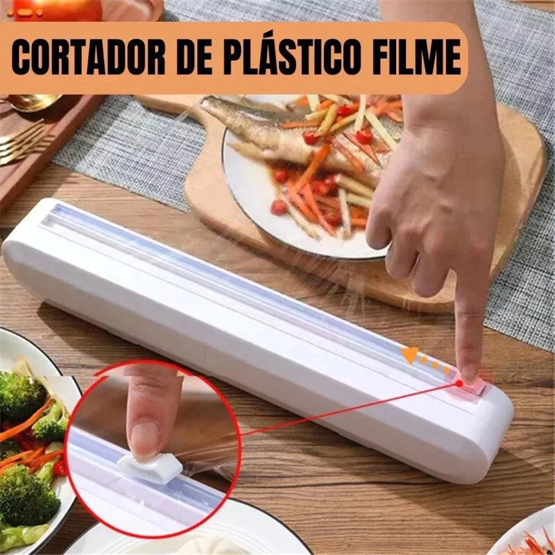 Cortador De Plástico Filme Suporte Ajustável Dispenser Plástico Filme Descartável